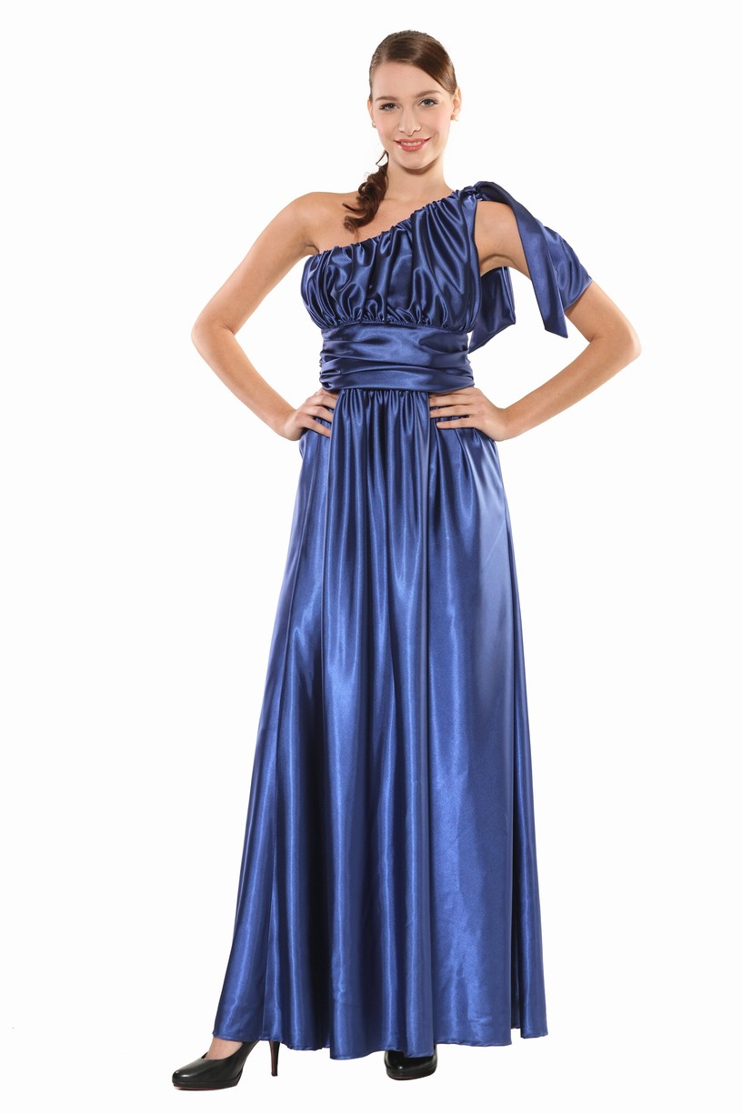 šaty modré saténové s mašlí II